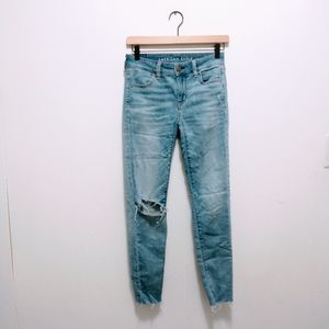 American eagle jeggings distressed